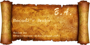 Becsár Andor névjegykártya